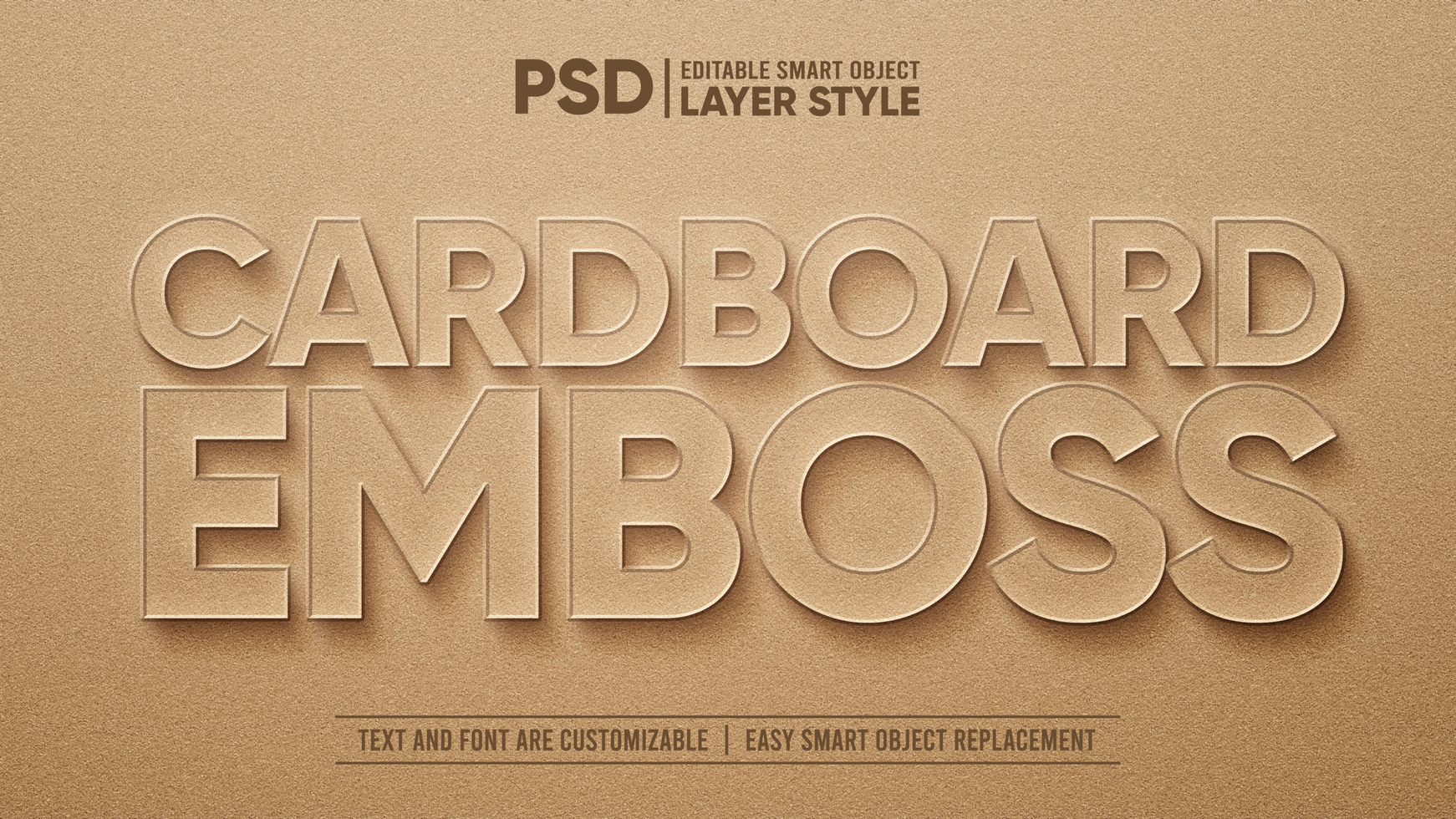 marrón cartulina papel 3d realzar realista editable capa estilo inteligente objeto texto efecto psd