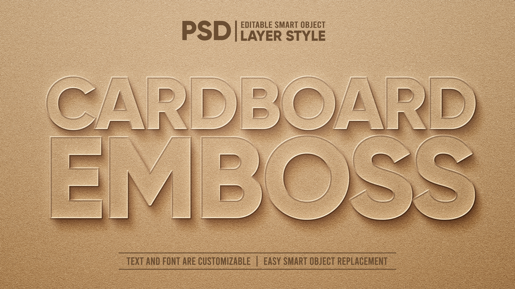 Brown Cardboard Paper 3D Emboss Realistic Editable Layer Style Smart Object Text Effect psd
