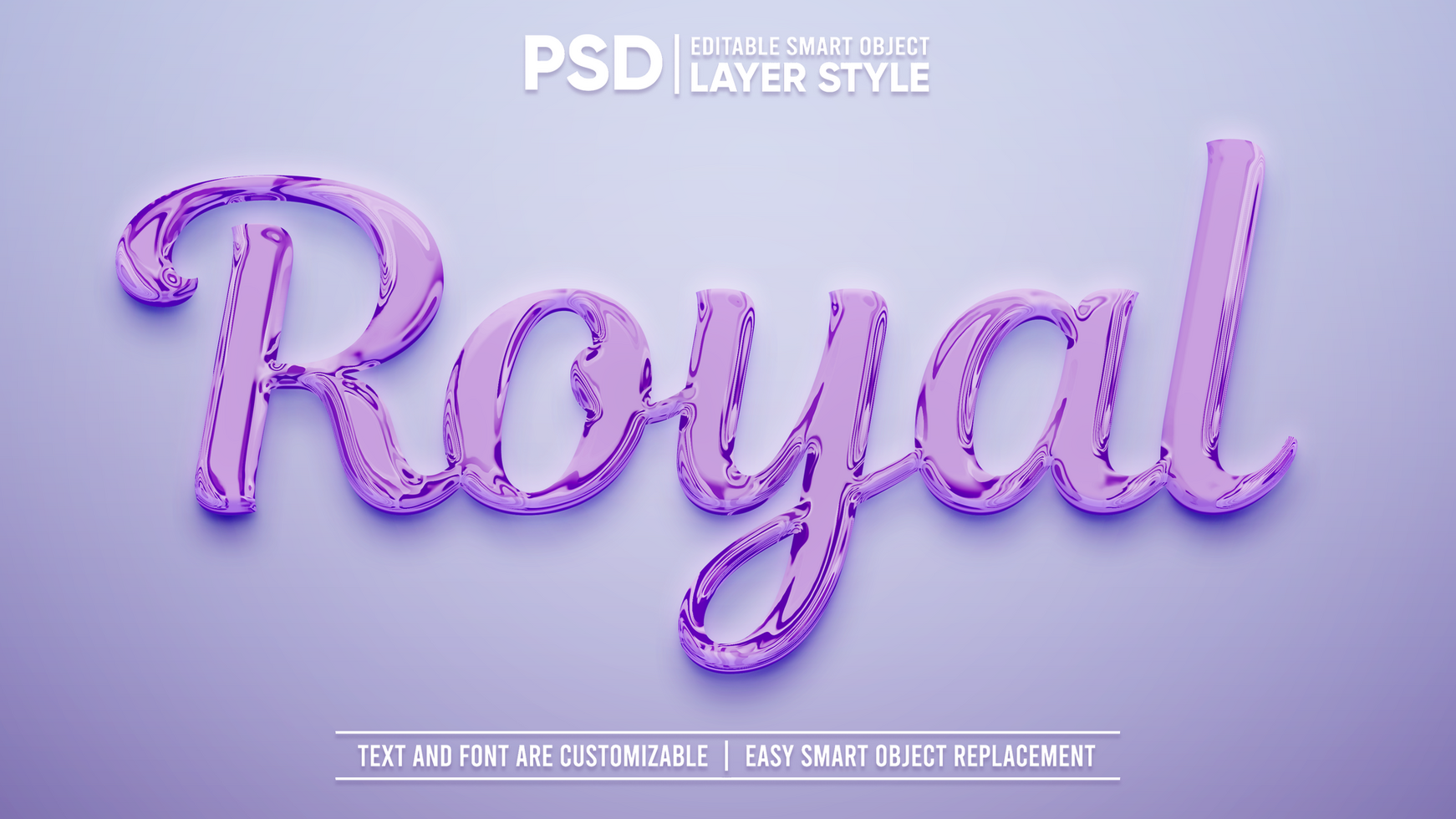 Royal Purple Realistic Metallic Editable Text Effect Smart Object Layer Style Mockup psd
