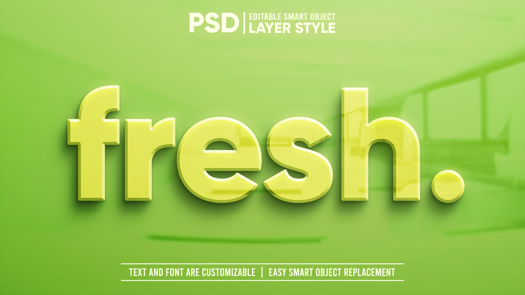 Clean Green Fresh Text with Reflection on Granite 3D Editable Layer Style Smart Object Text Effect psd