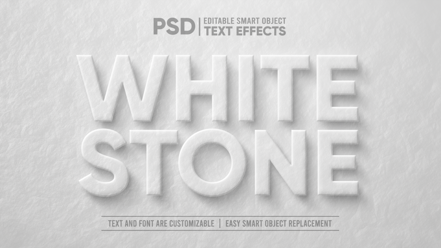 White Stone 3D Editable Smart Object Text Effect psd