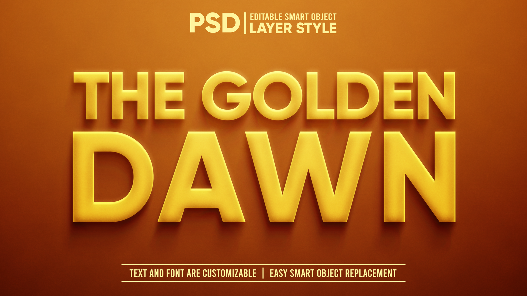 Yellow Golden Dawn and Dusk 3D Editable Layer Style Smart Object Text Effect psd