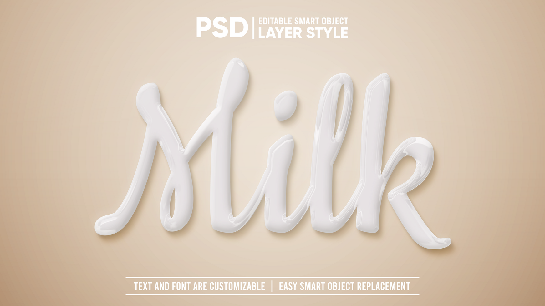 Liquid Milk Drop Clean White Editable Layer Style Smart Object Text Effect psd