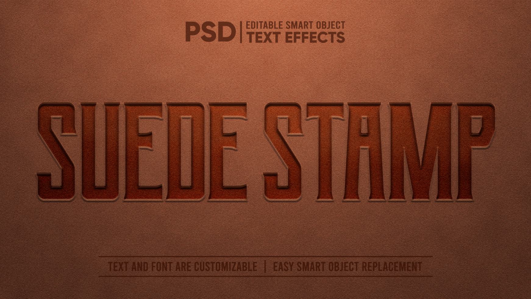 Suede Embossed Stamp Editable Smart Object Text Effect psd