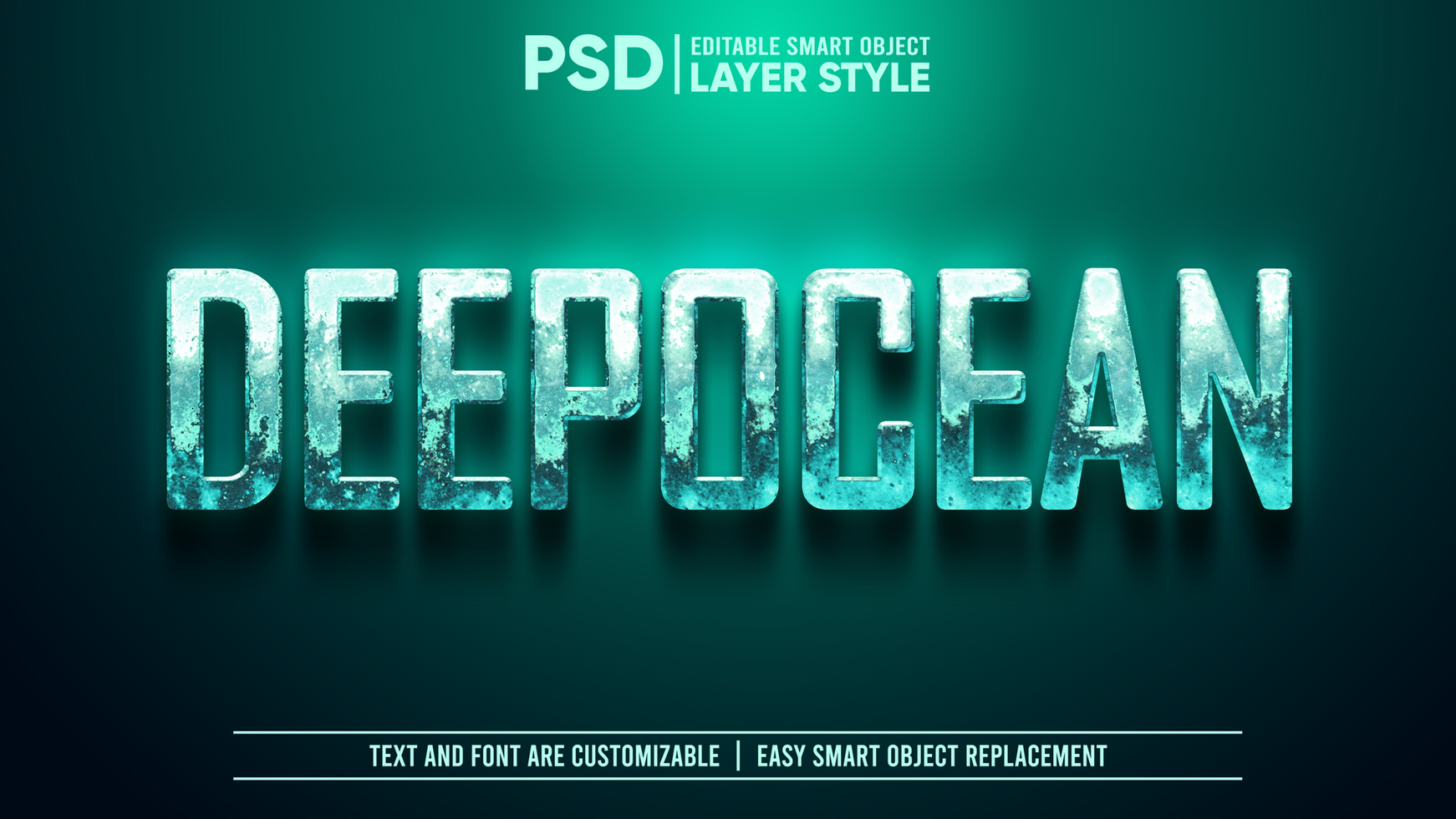3D Deep Underwater Metal Editable Smart Object Layer Style Text Effect psd