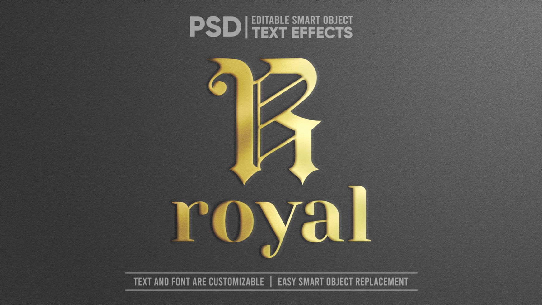 Gold Royal Stamp Emboss 3D Editable Layer Style Smart Object Text Effect psd