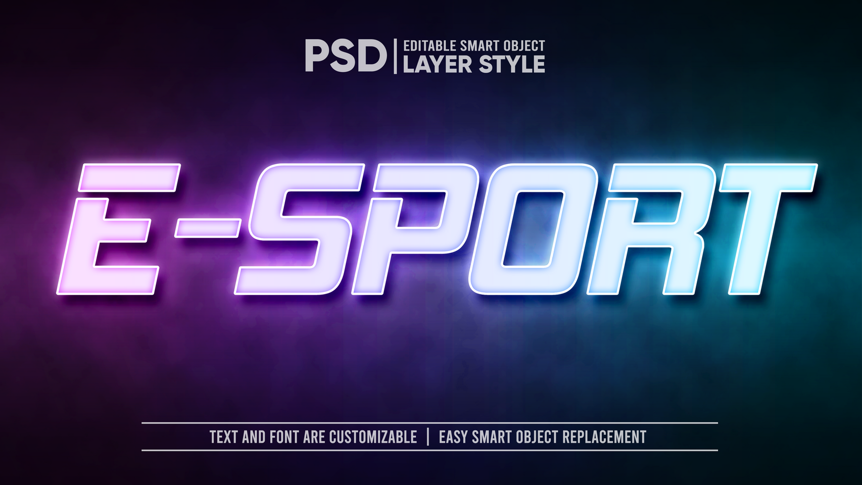 E-sport LED Light Lamp Editable Layer Style Smart Object Text Effect psd