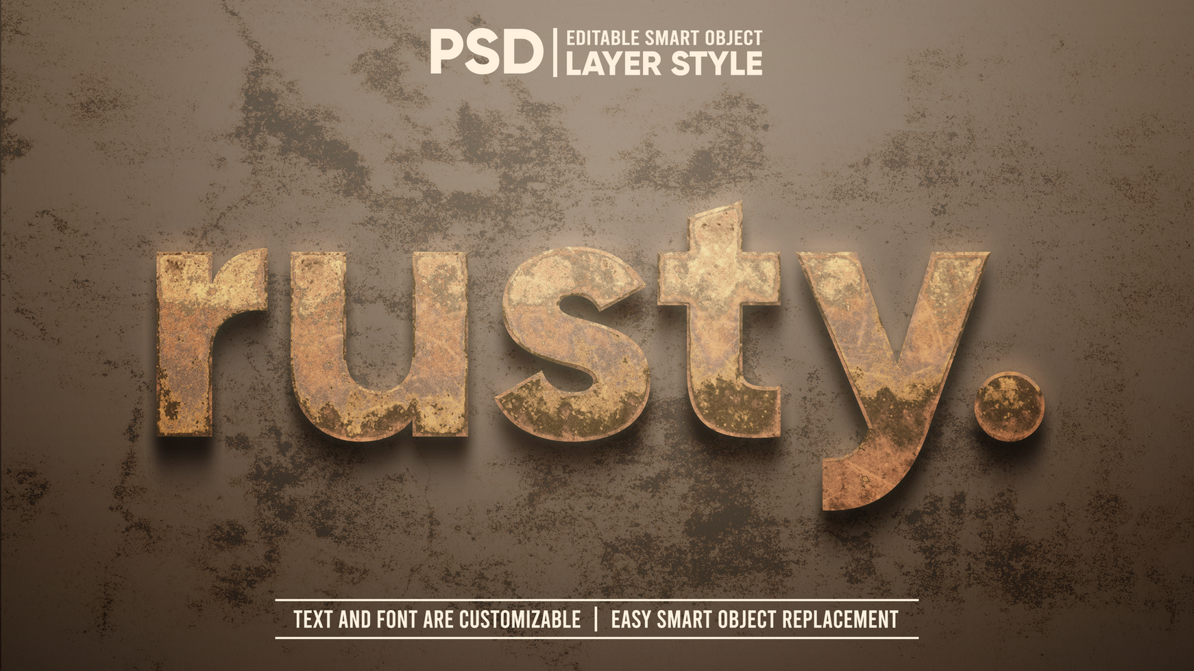 Rusty Dirty Iron Metal 3D Movie Title and Poster Editable Smart Object Layer Style Text Effect psd