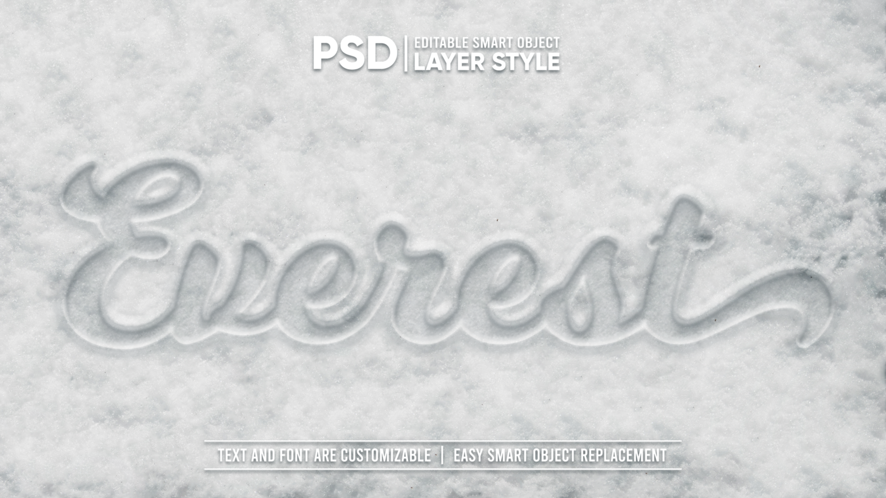 Cold Winter White Snow Typography Draw Editable Layer Style Smart Object Text Effect psd