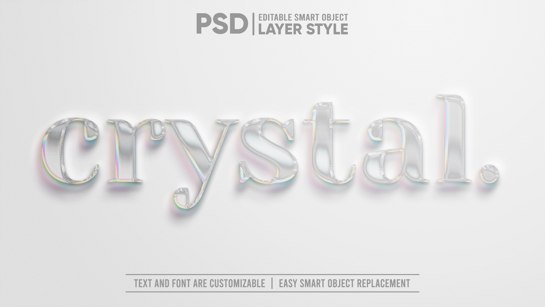 Shiny Crystal Gem Transparent Realistic 3D Editable Layer Style Smart Object Text Effect psd