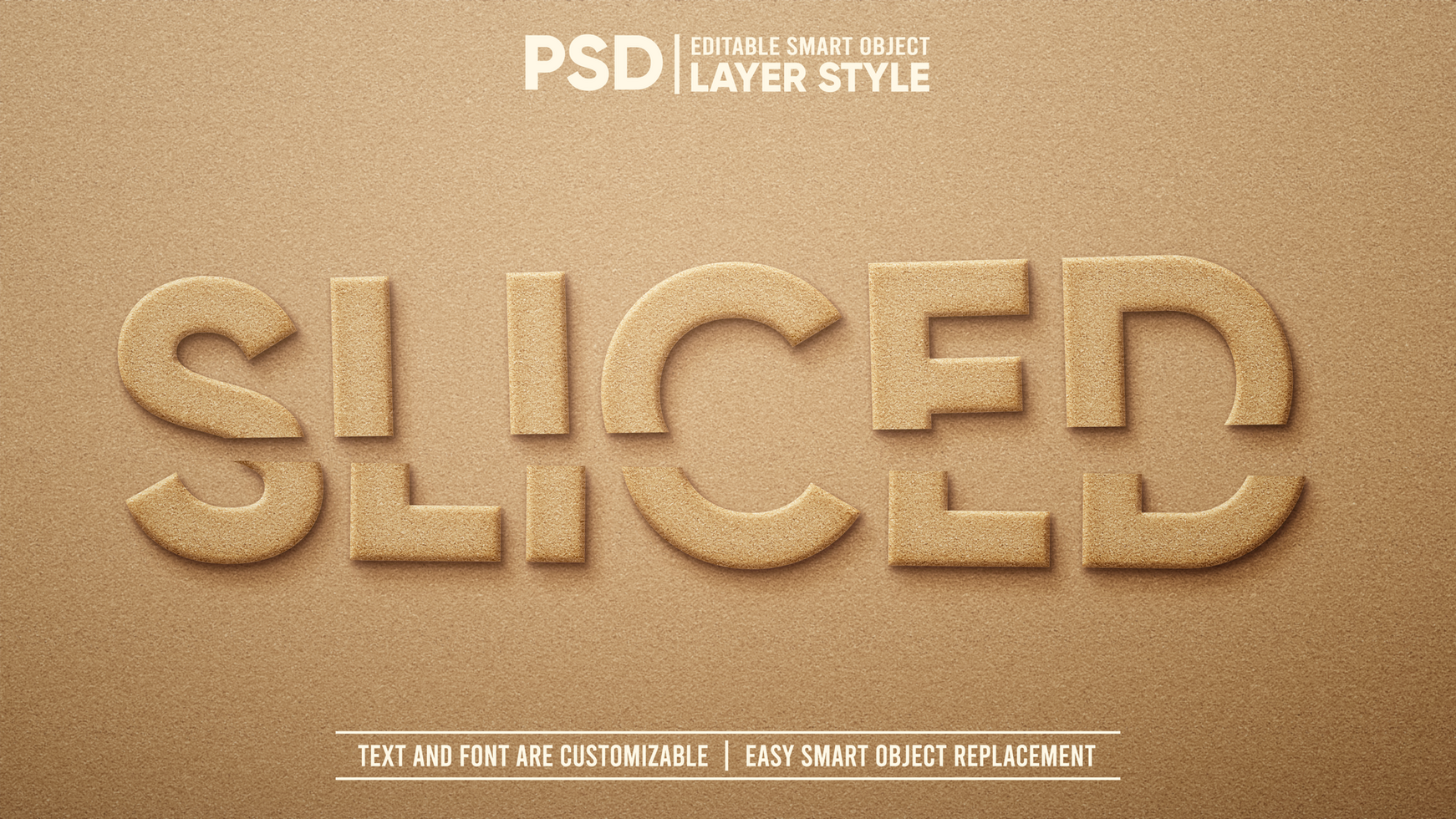 Sliced Cardboard Paper Cutout 3D Editable Layer Style Text Effect psd
