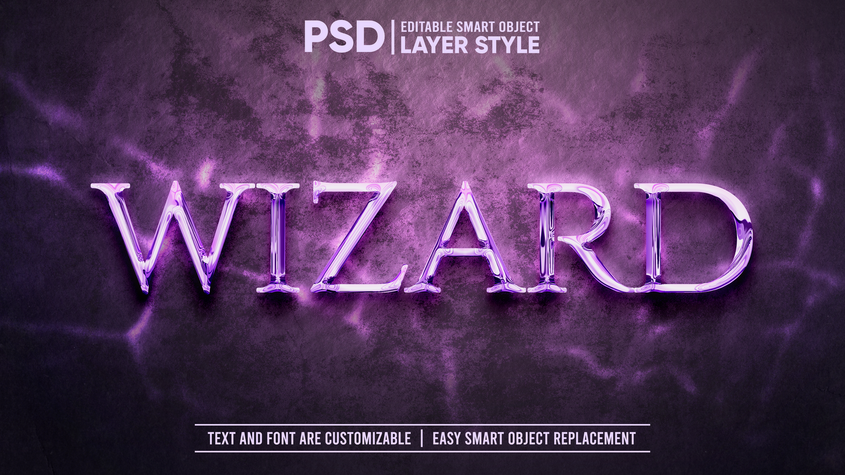 Magical Wizard Metallic Editable Layer Style Smart Object Text Effect psd