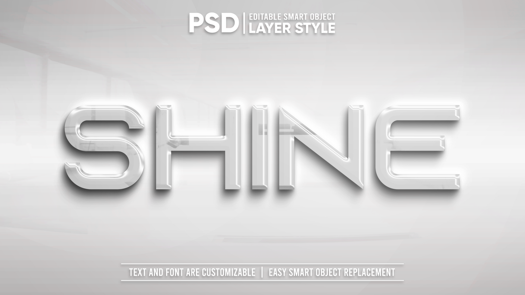 Shiny White Metallic Editable Layer Style Smart Object Text Effect psd