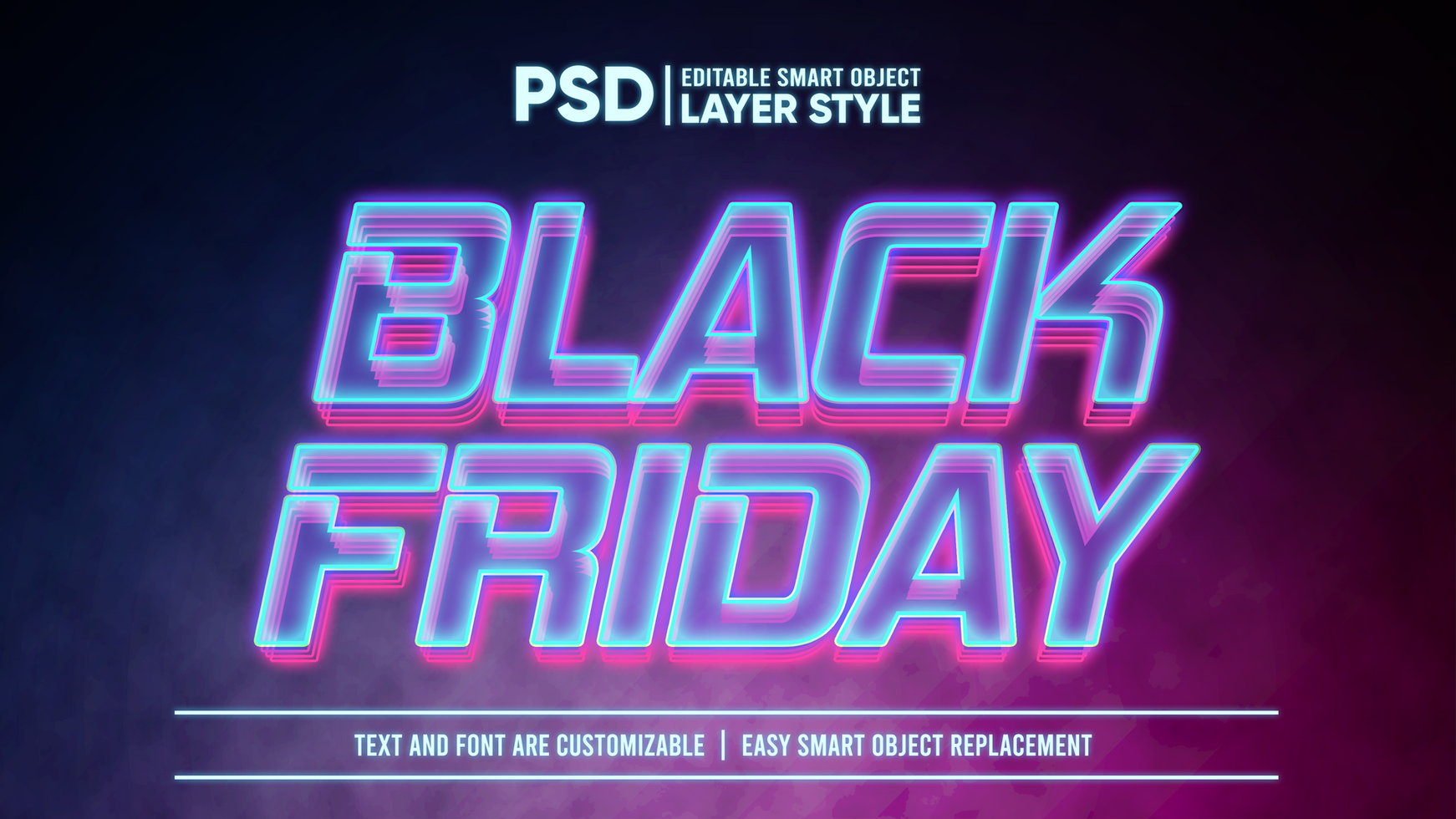 Black Friday Holographic Light Smart Object Layer Effect psd