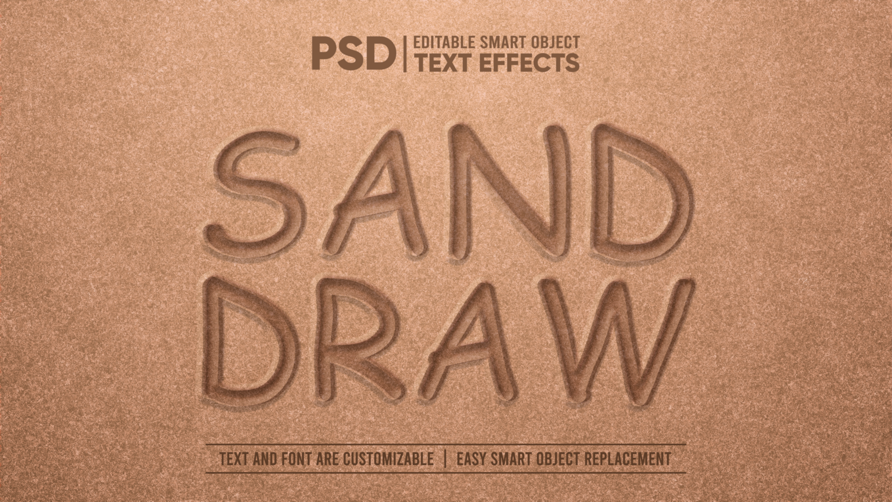 Realistic Sand Draw 3D Editable Smart Object Text Effect psd