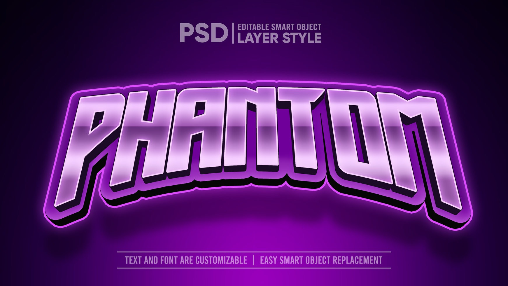 E-Sport Typography Logo Purple Phantom Panther Metallic Editable Layer Style Smart Object Text Effect psd