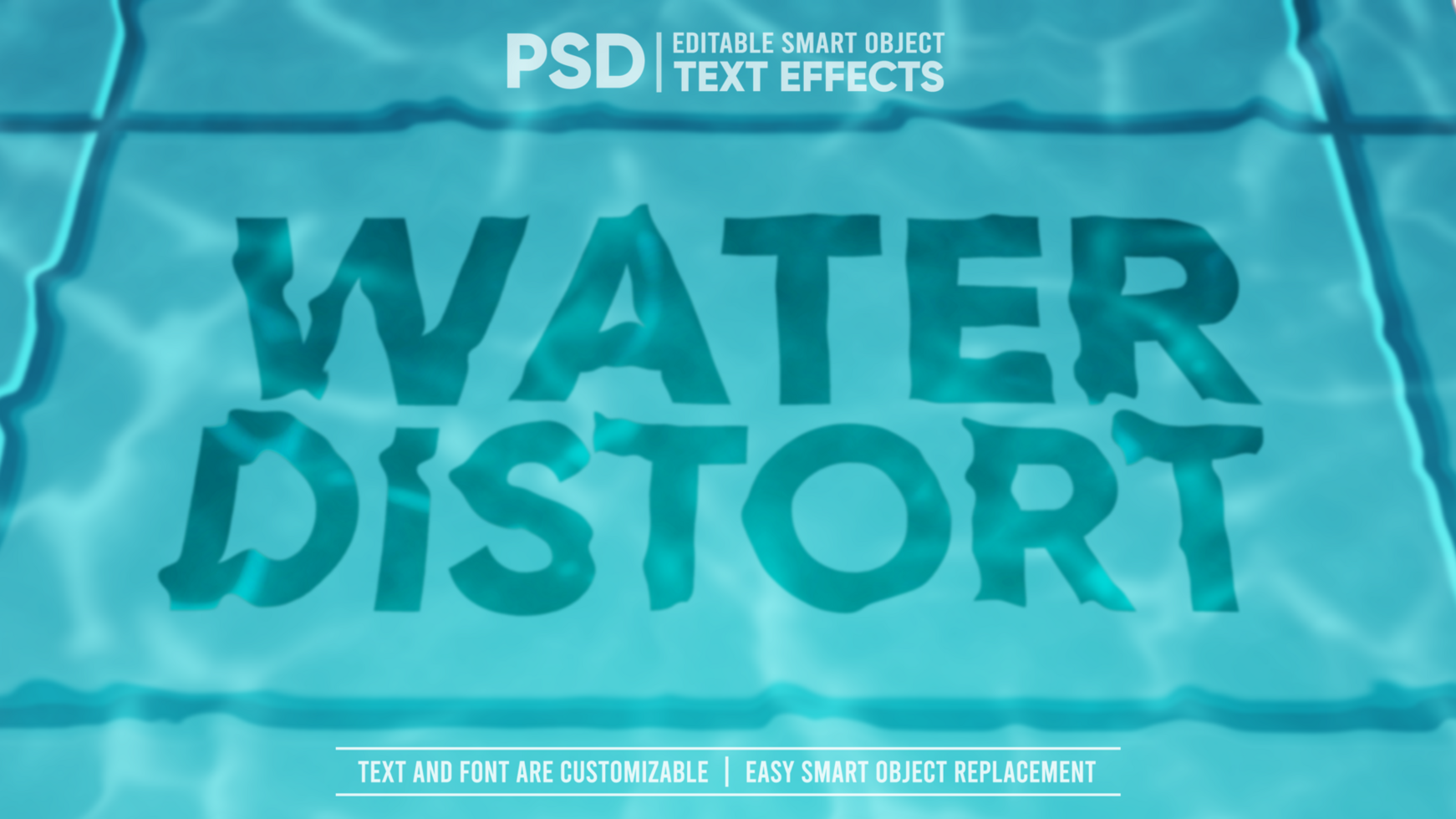 Distorted Pool Water Editable Smart Object Text Effect psd