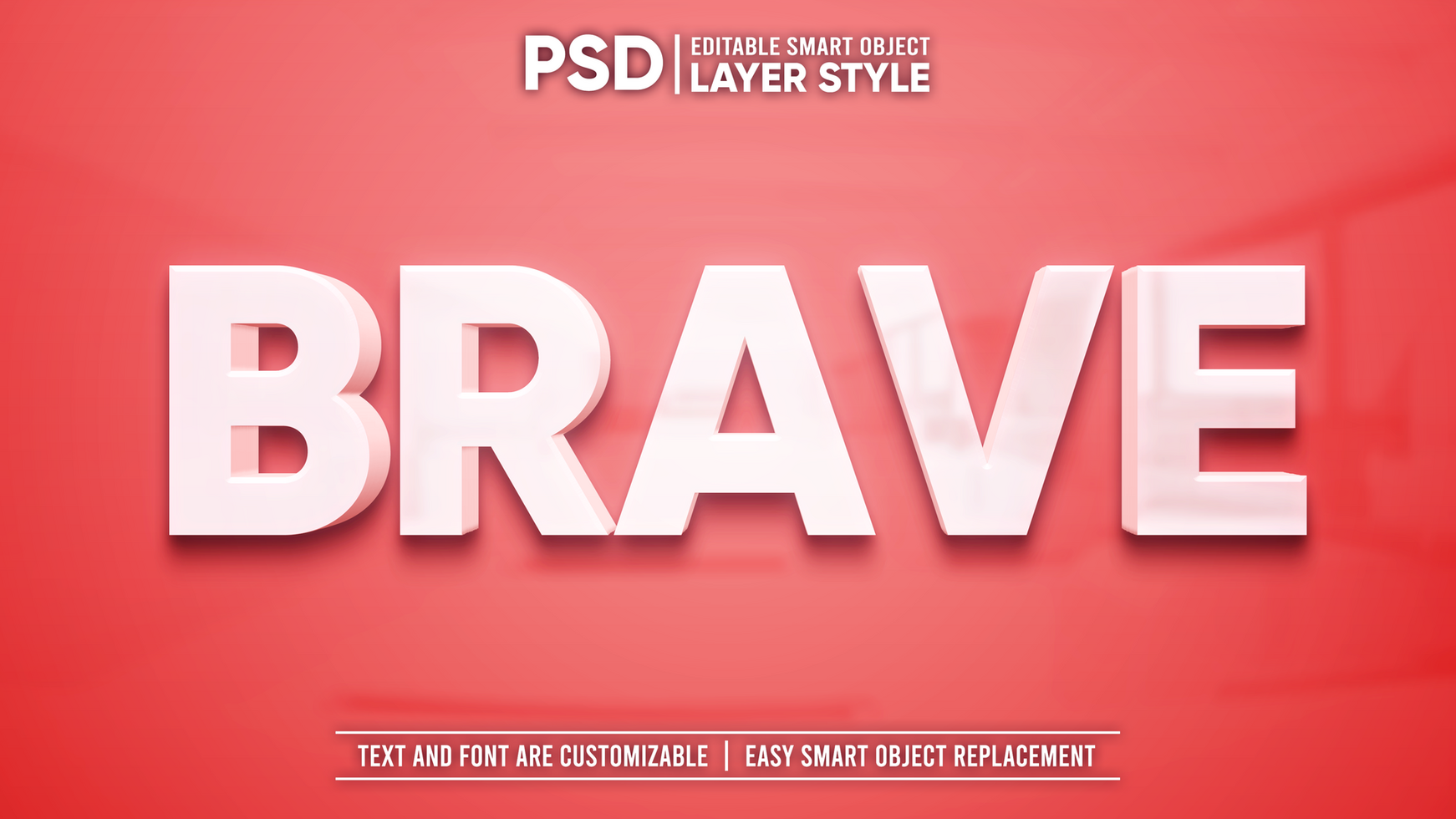 Clean White Text with Reflection on Red Granite 3D Editable Smart Object Layer Style Text Effect psd