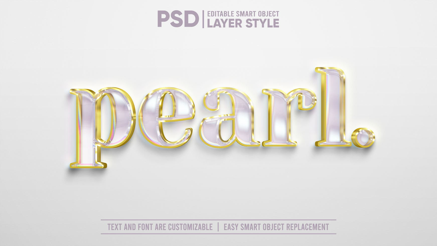 Shiny Crystal Pearl with Luxury Gold Frame Editable Smart Object Text Effect psd