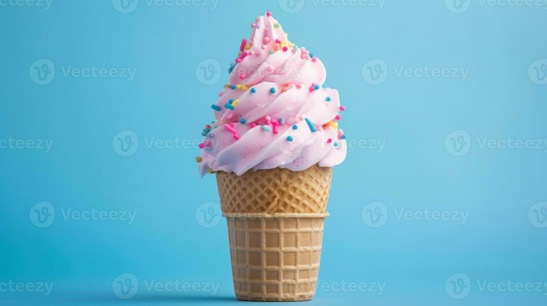 Ice cream on blue background photo