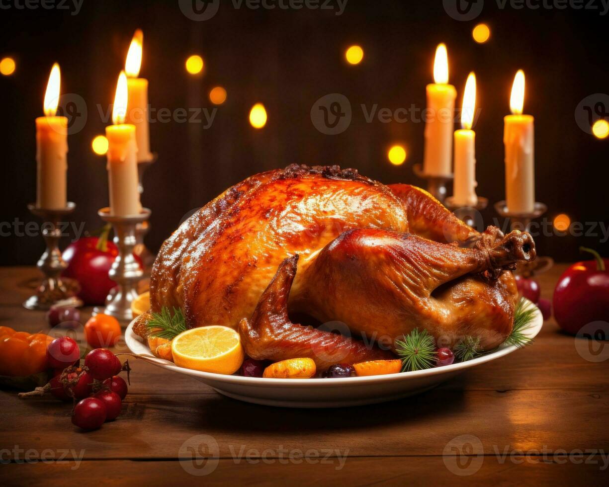 Thanksgiving background with turkey photo