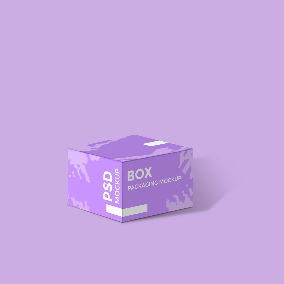 Square box packaging mockup psd