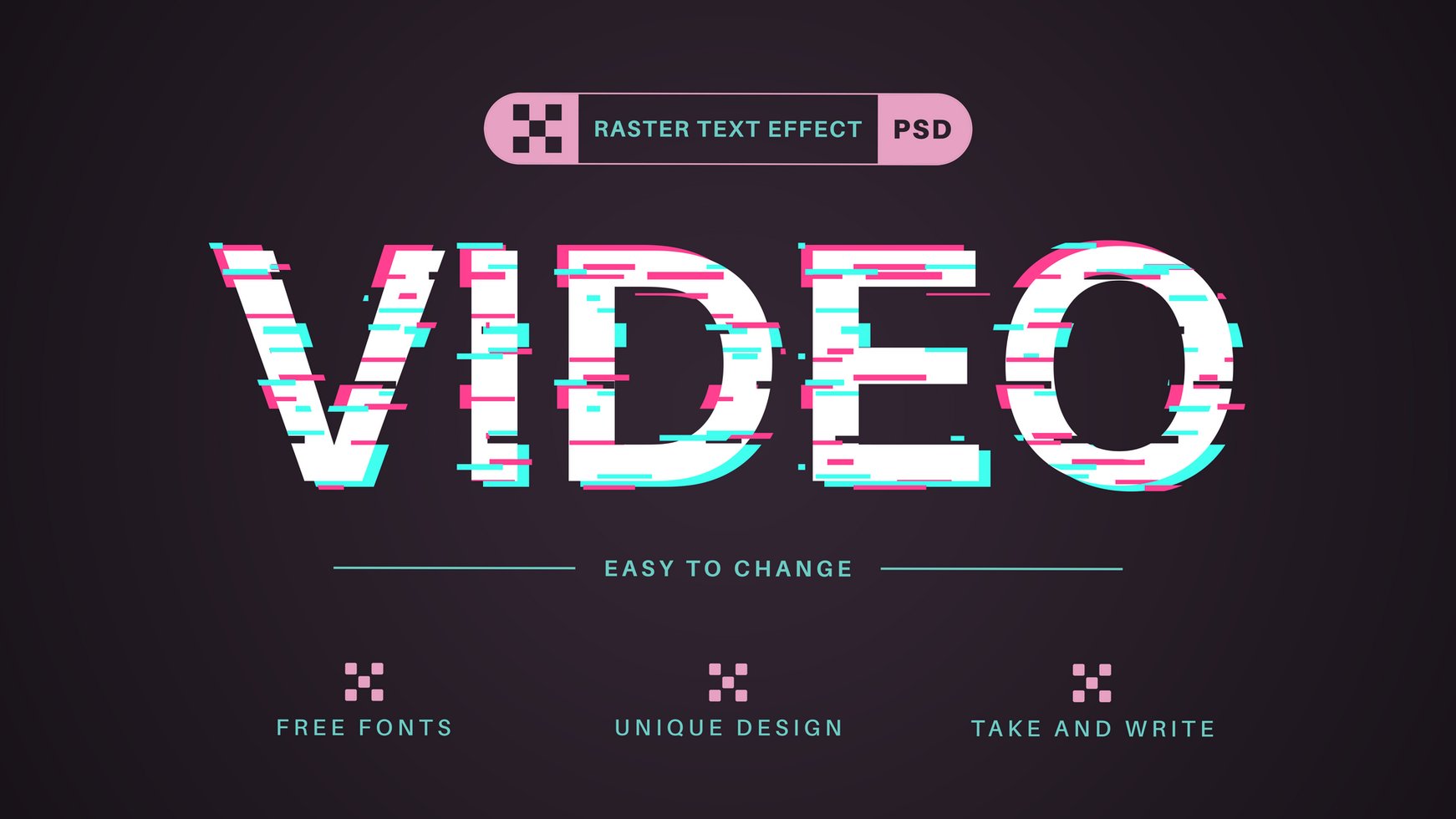 video tekniskt fel - redigerbar text effekt, font stil psd