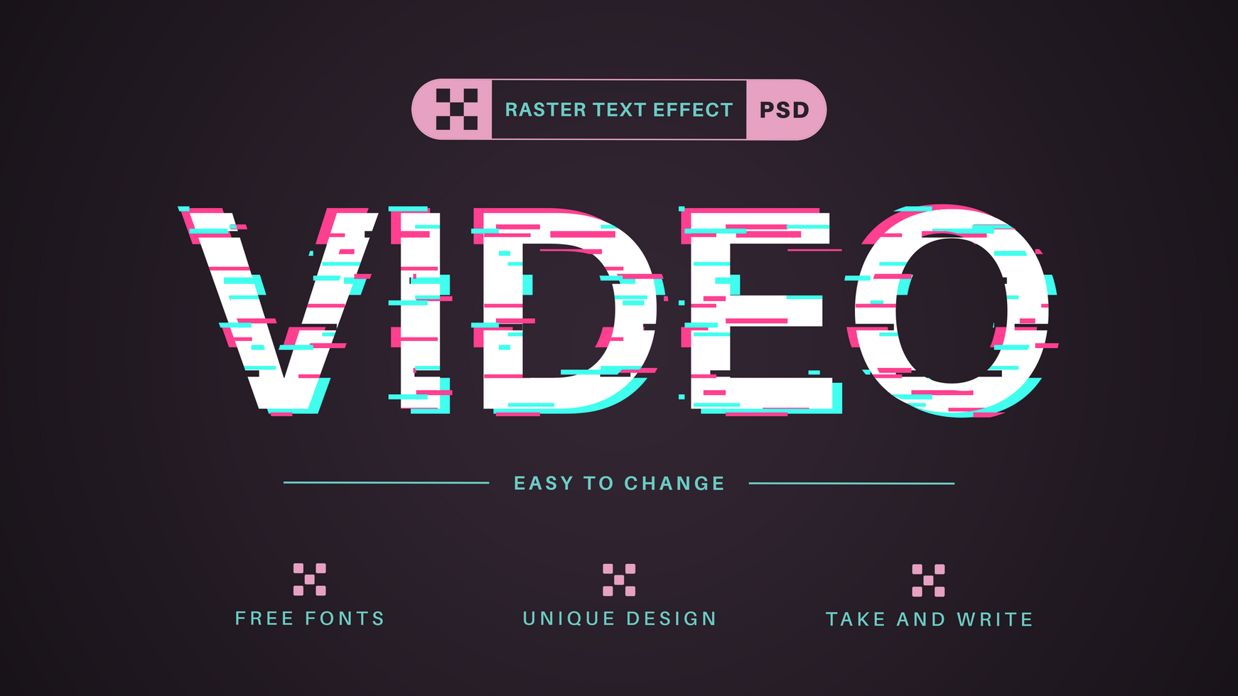 Video Glitch - Editable Text Effect, Font Style psd