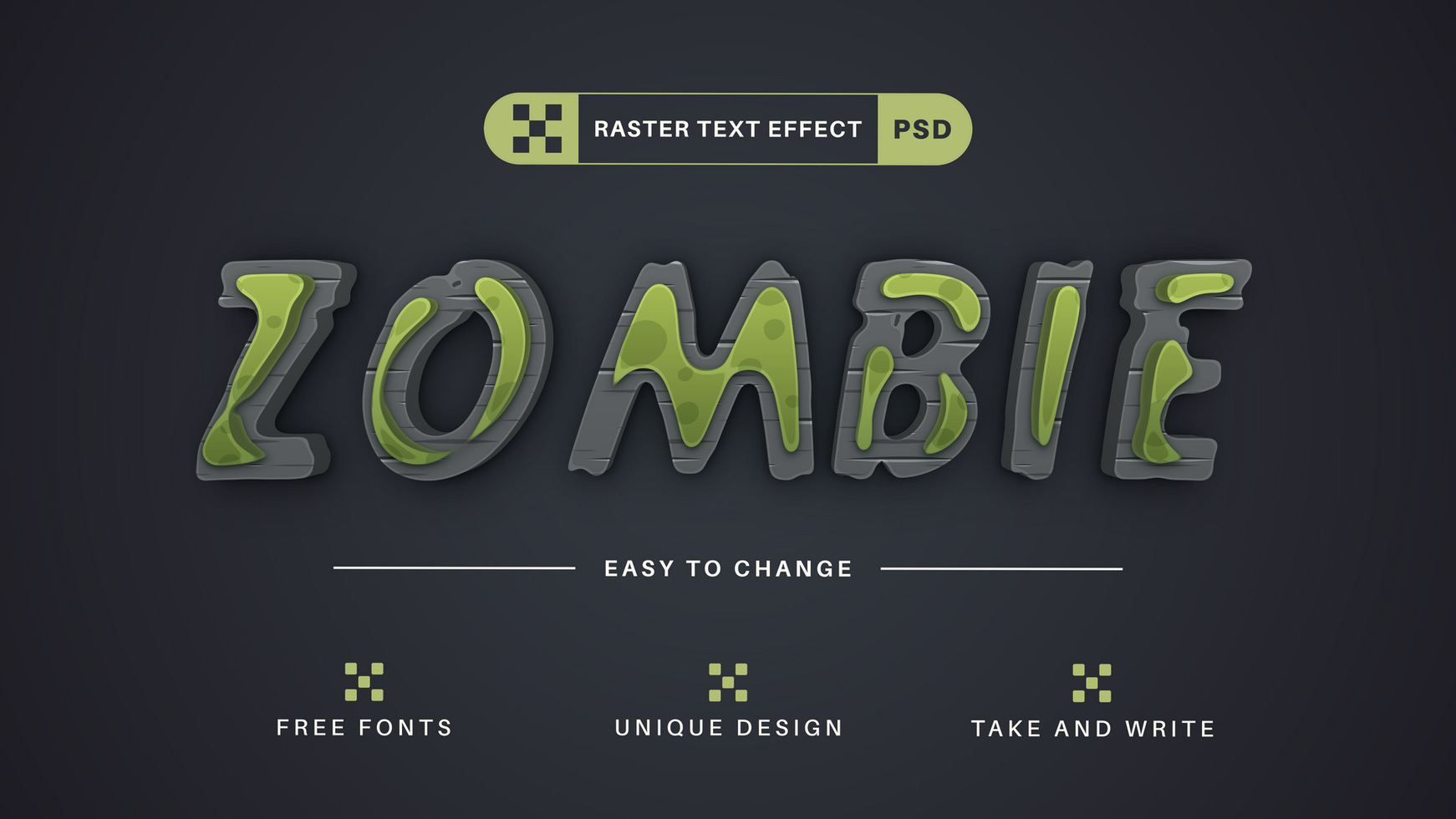 Zombie - Editable Text Effect, Font Style psd