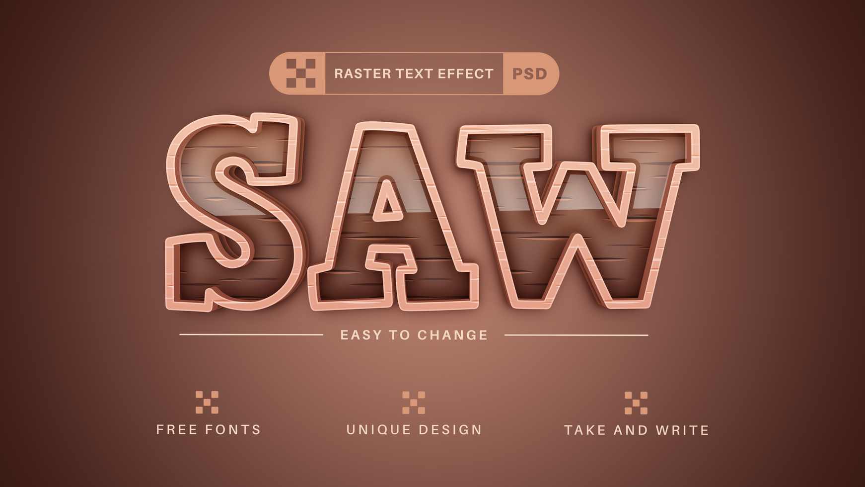 Wood - Editable Text Effect, Font Style psd