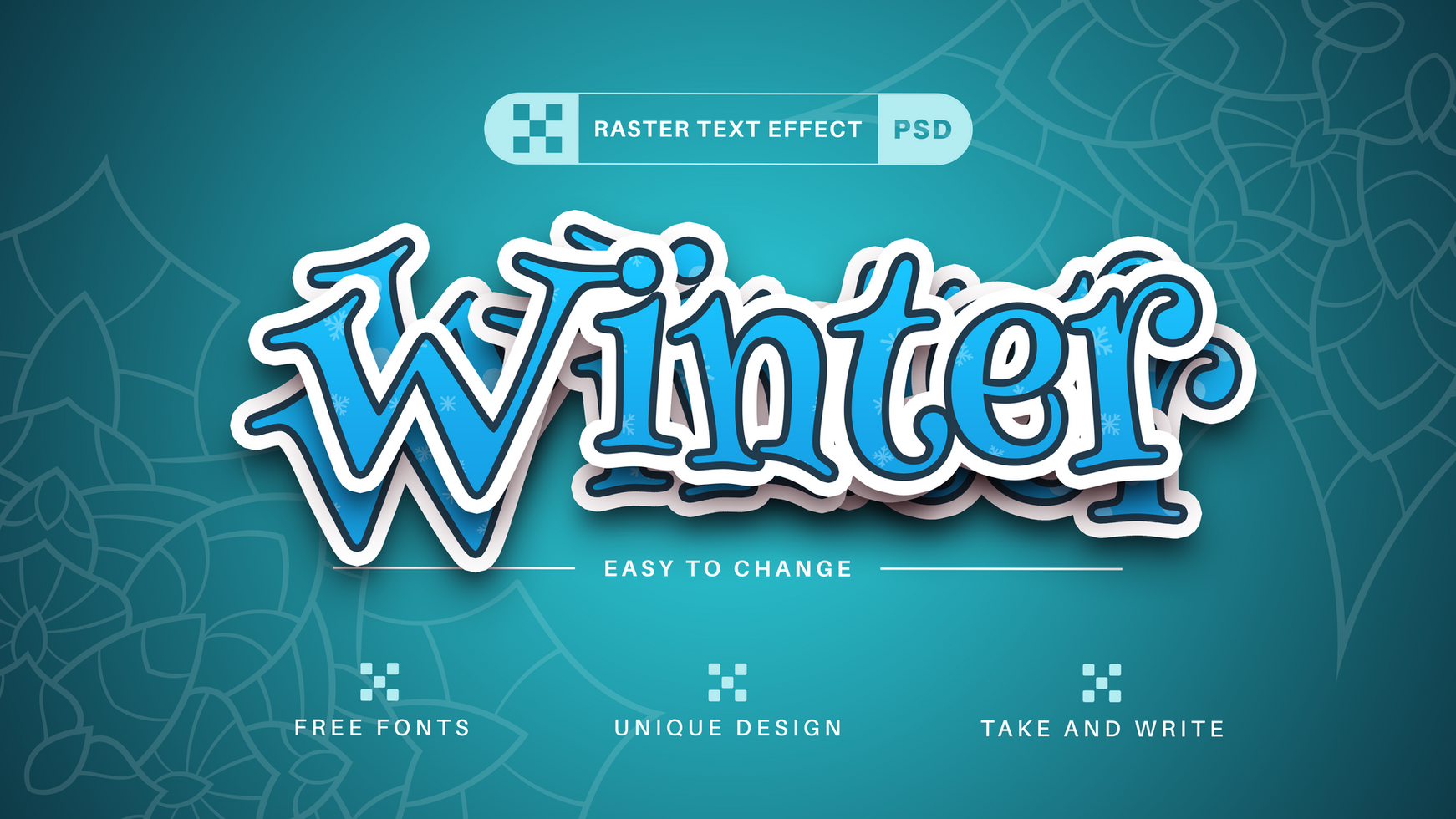 PSD Winter Sticker - Editable Text Effect, Font Style