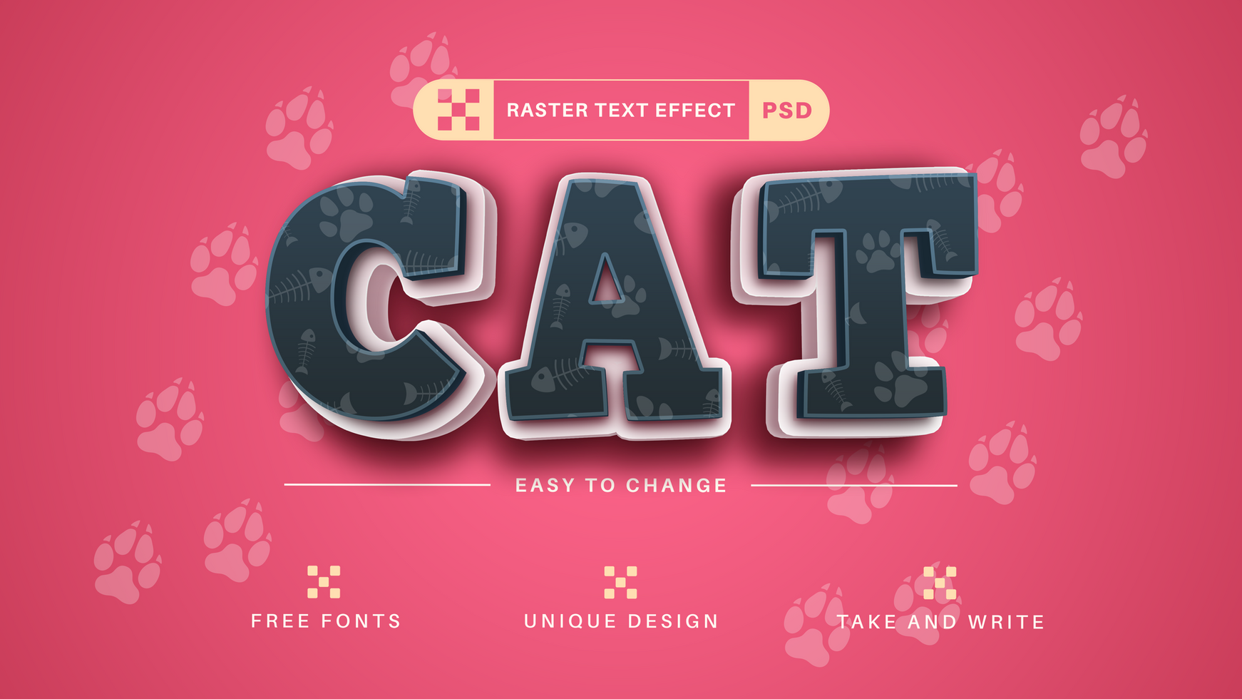 Cat Editable Text Effect Font Style psd