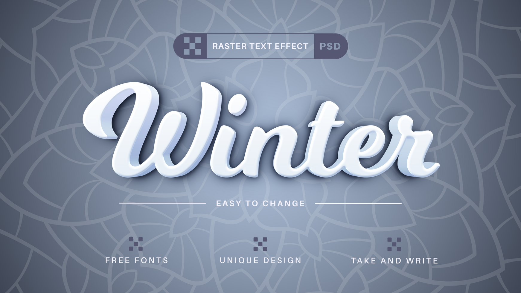 PSD Winter - Editable Text Effect,  Font Style