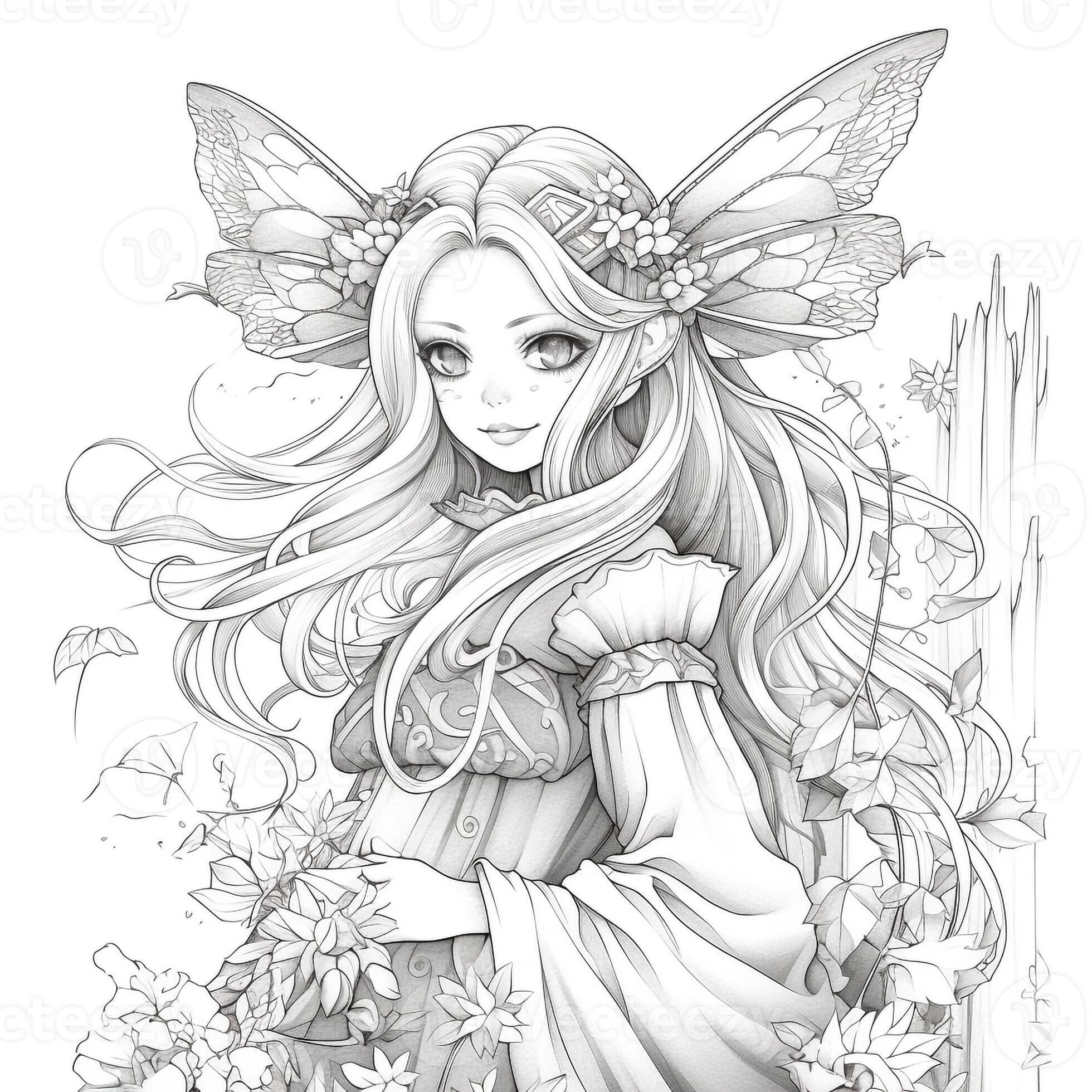 Fairy Anime Coloring Pages For Girls