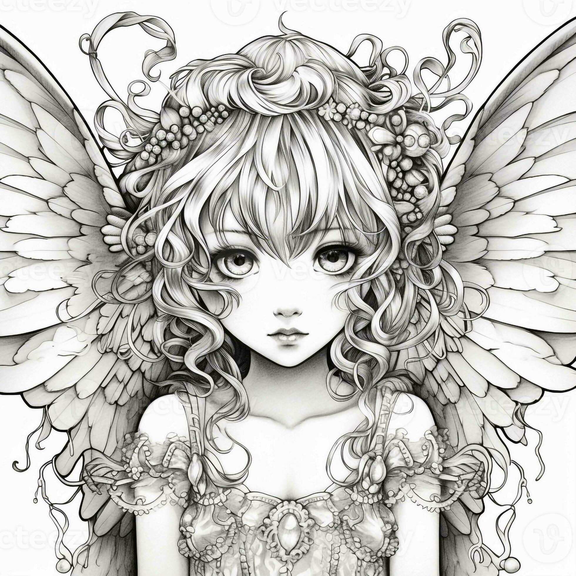 Fairy Girl Coloring Pages 26627977 Stock Photo at Vecteezy