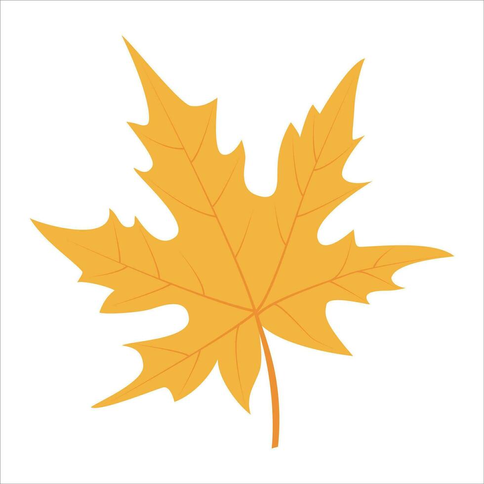 Orange maple leaf. Flat vector illustration