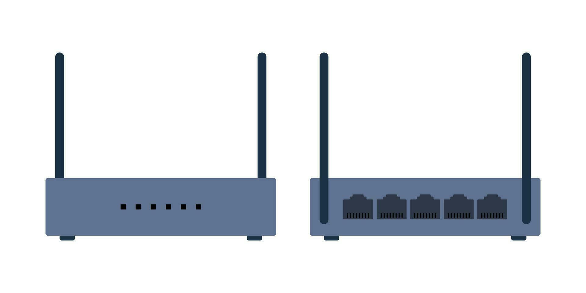 Network Router Vector Illustration. LAN ports Local area connector for scheme, structure, plan, poster
