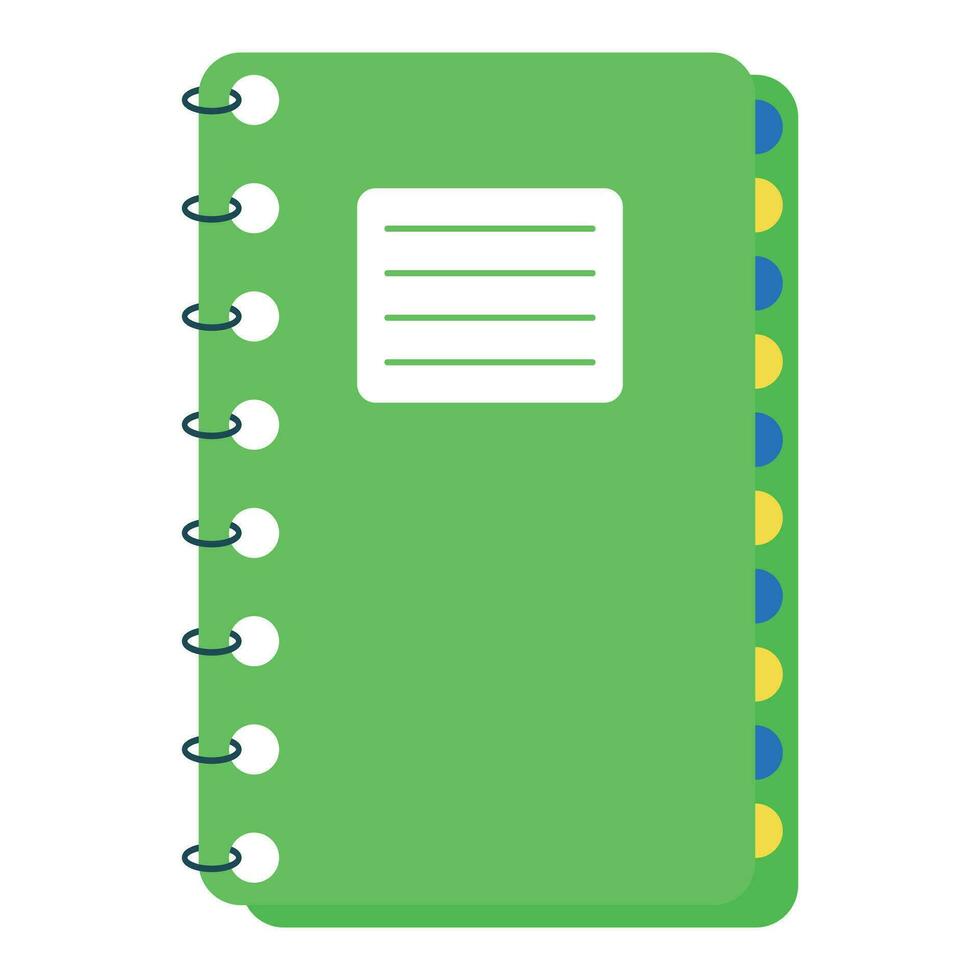 School spiral notebook icon. Vector flat illustration