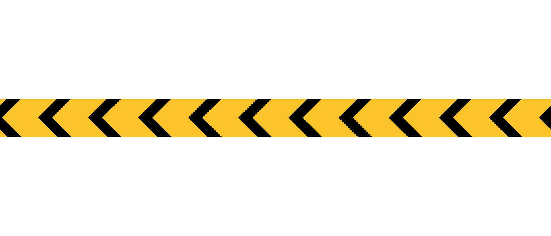 Warning tape. Horizontal seamless borders. Black and yellow line striped. Vector illustration