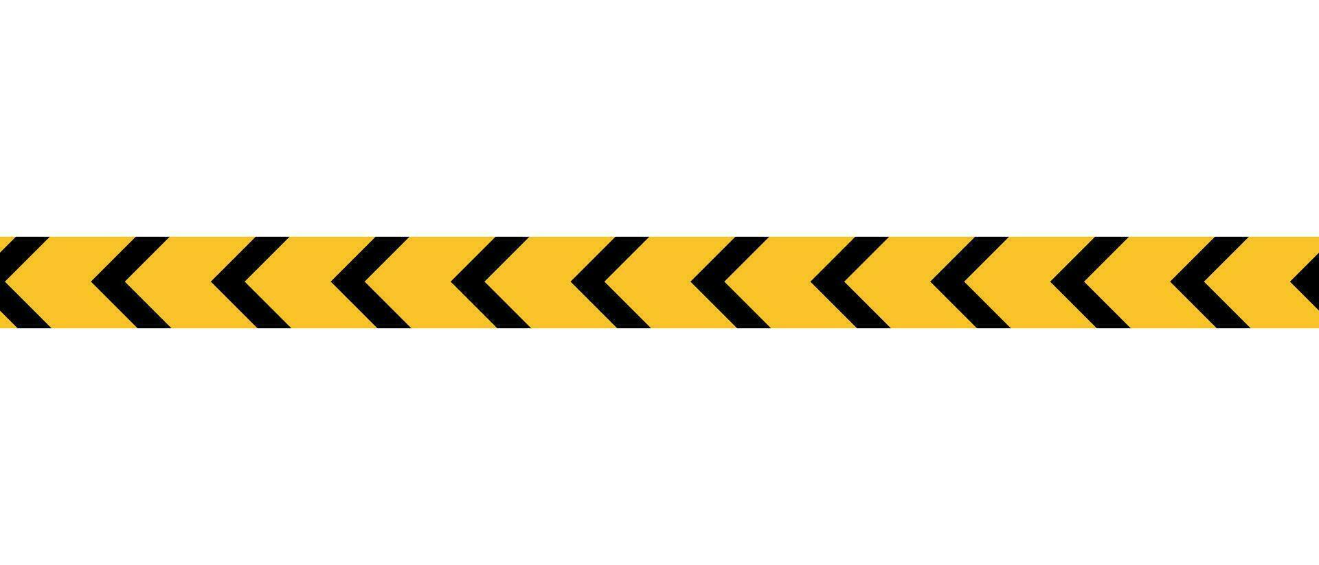 Warning tape. Horizontal seamless borders. Black and yellow line striped. Vector illustration