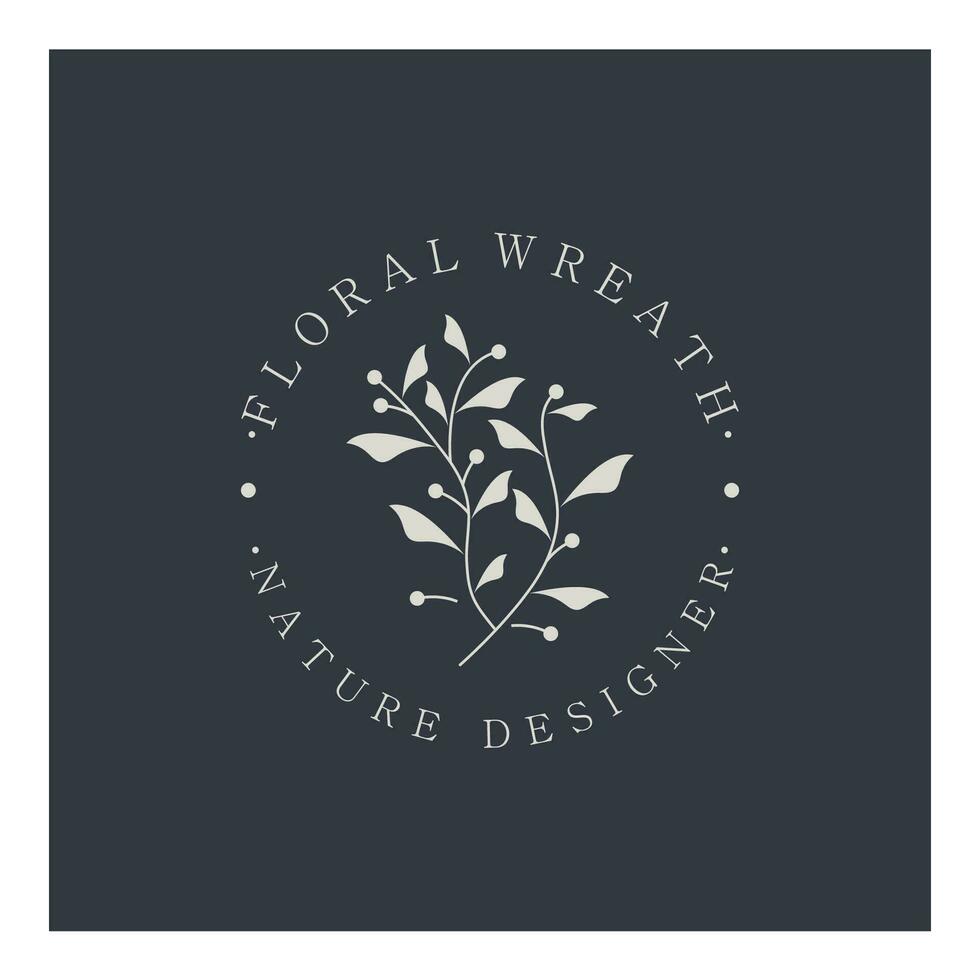 Elegant floral and leaf frame. Delicate botanical vector illustration for labels, spas, corporate identity, and wedding invitations