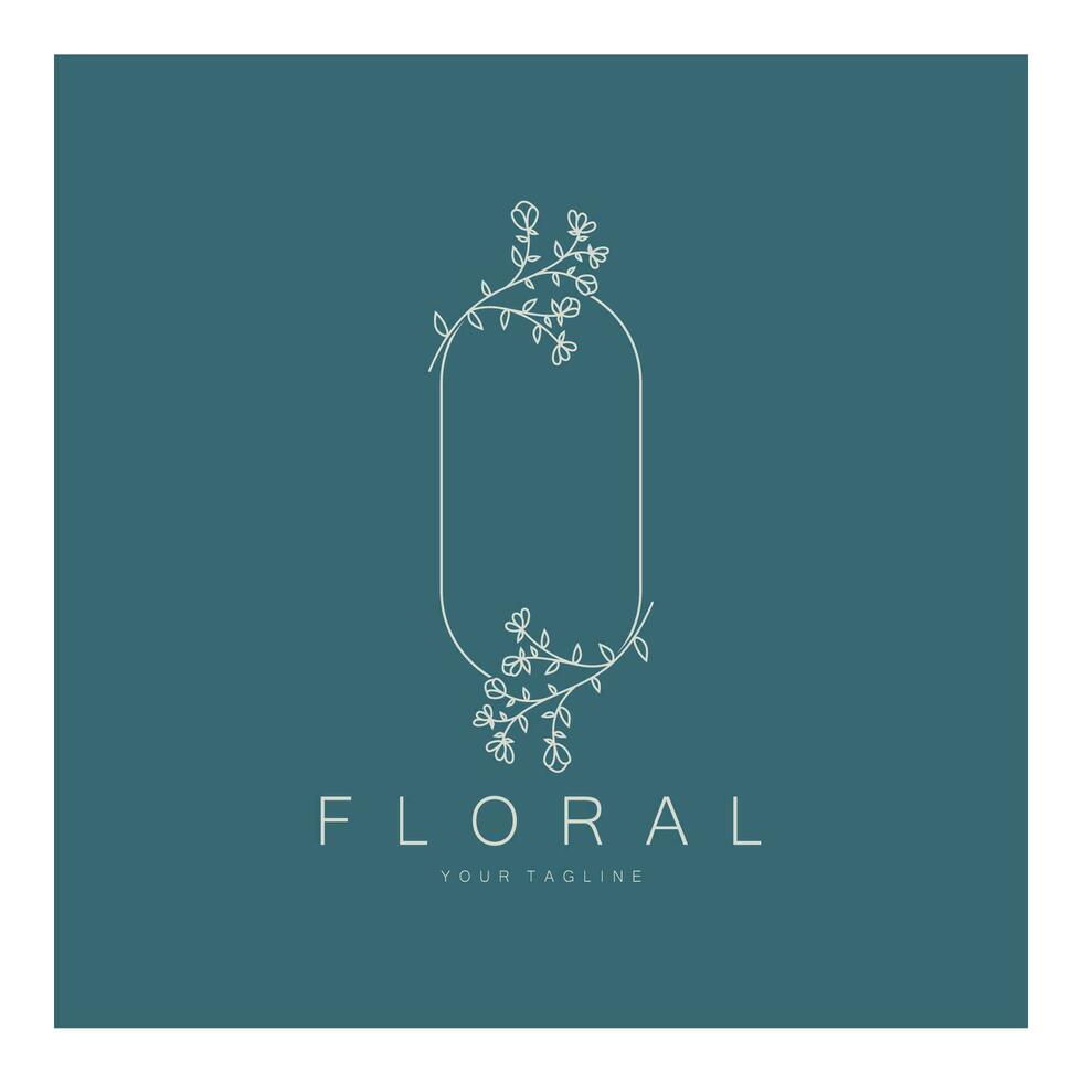 Elegant floral and leaf frame. Delicate botanical vector illustration for labels, spas, corporate identity, and wedding invitations