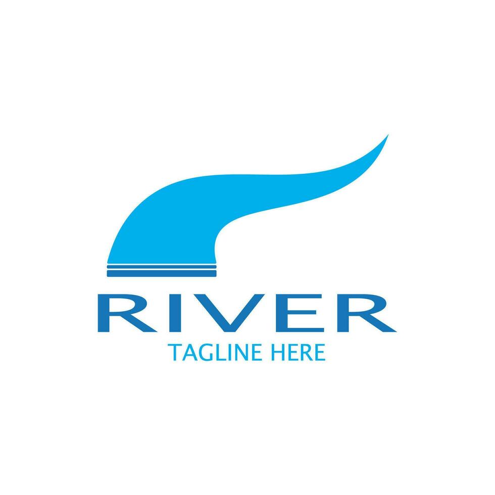 River logo, creeks, riverbanks and streams, with combination of mountains and farmland with vector concept design.