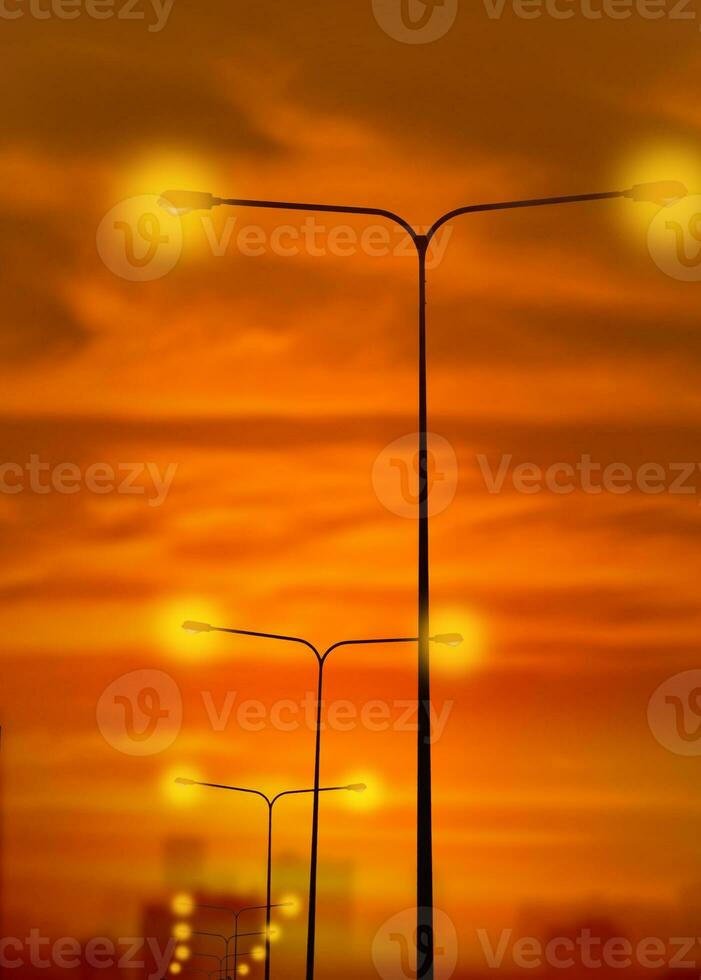 street lamp at sunrise city photo