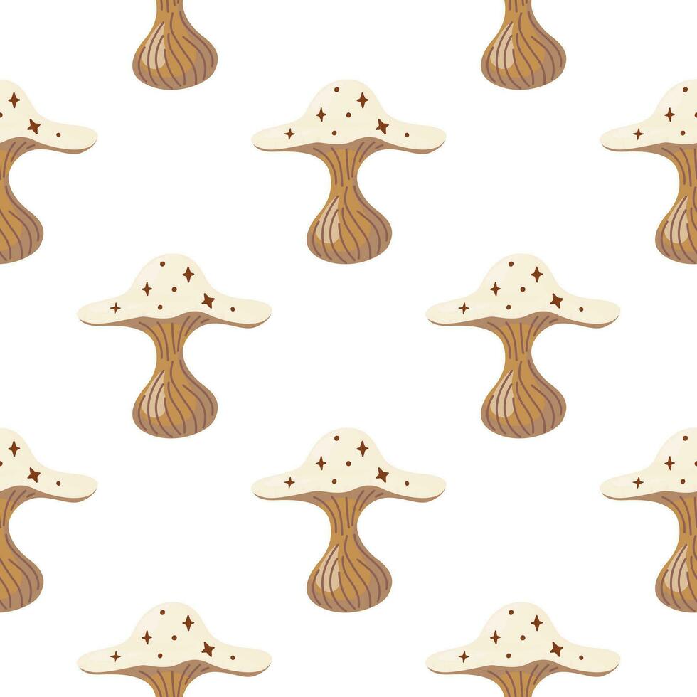 Hand drawn psychedelic mushrooms seamless pattern. Magical fly agaric wallpaper. vector