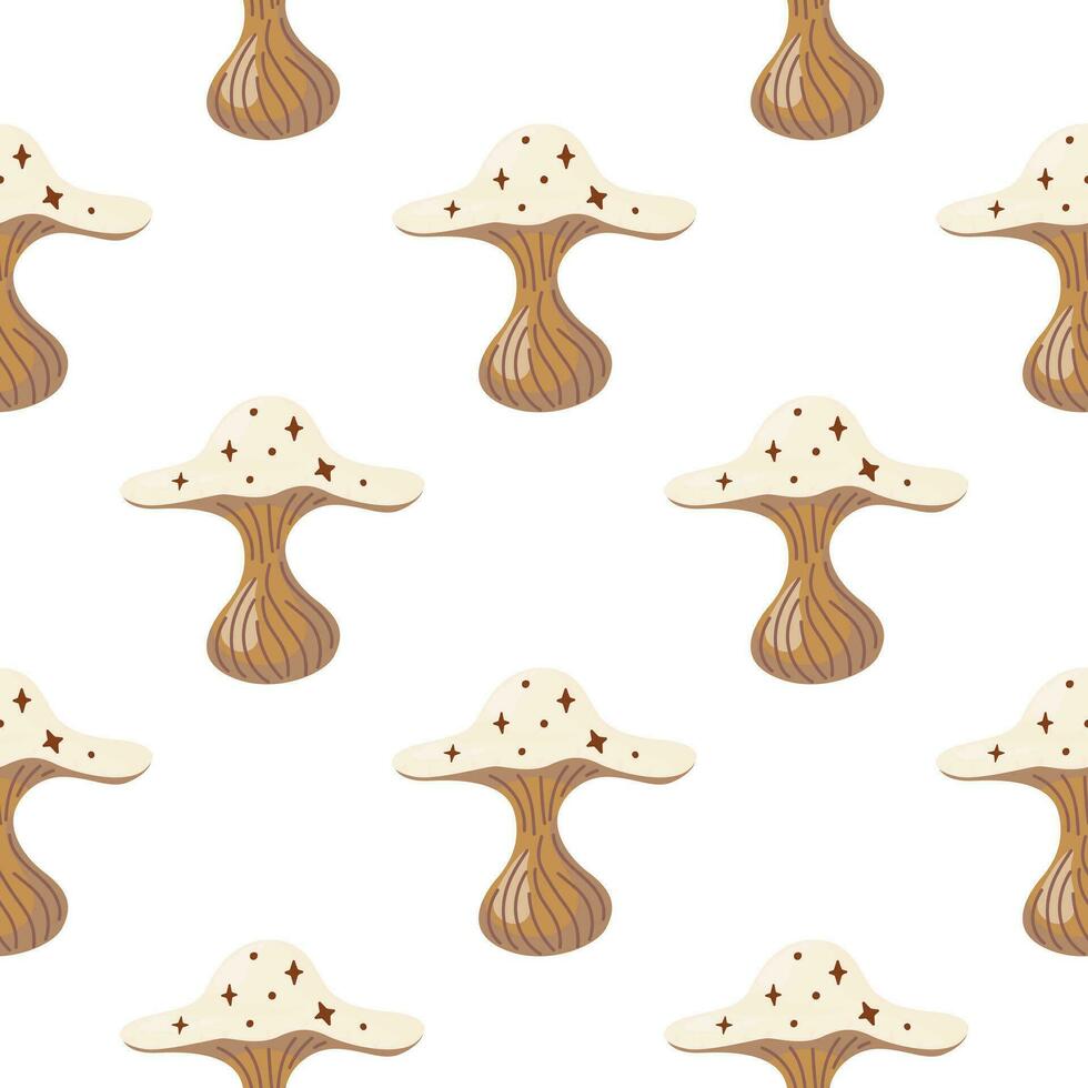 Hand drawn psychedelic mushrooms seamless pattern. Magical fly agaric wallpaper. vector