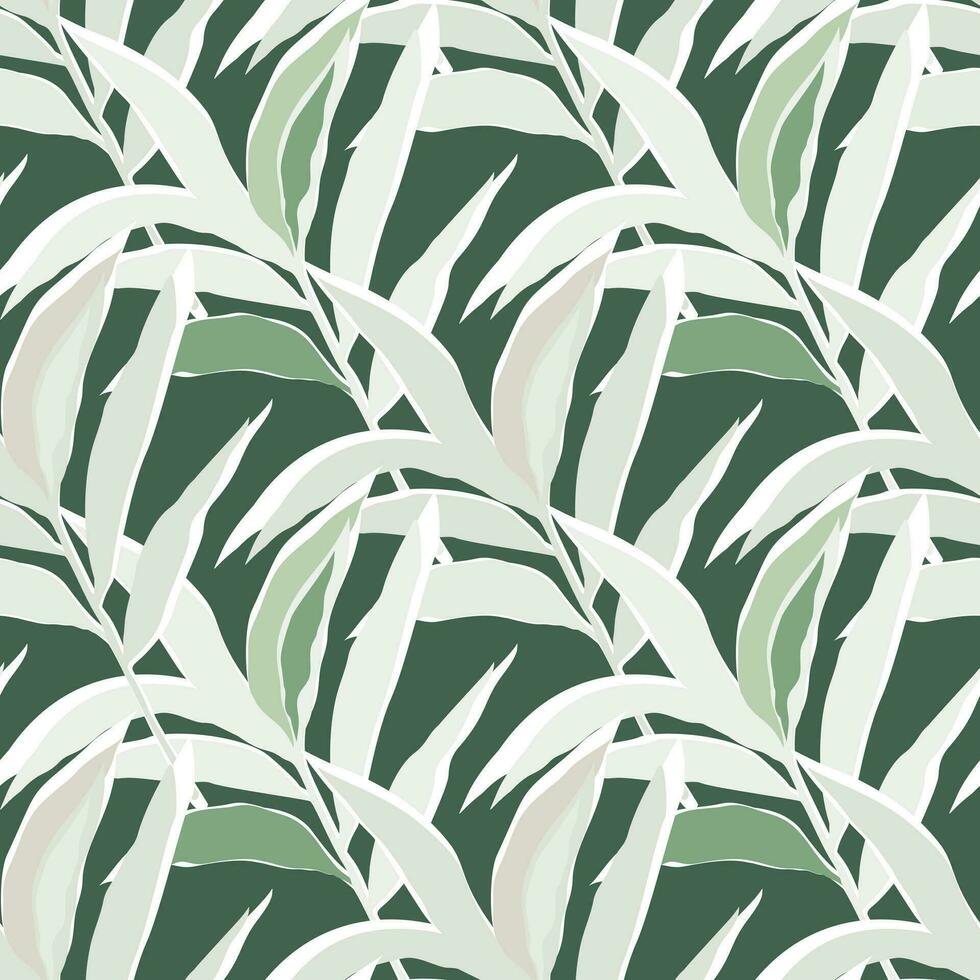 Stylized tropical palm leaves wallpaper. Jungle palm leaf seamless pattern. vector