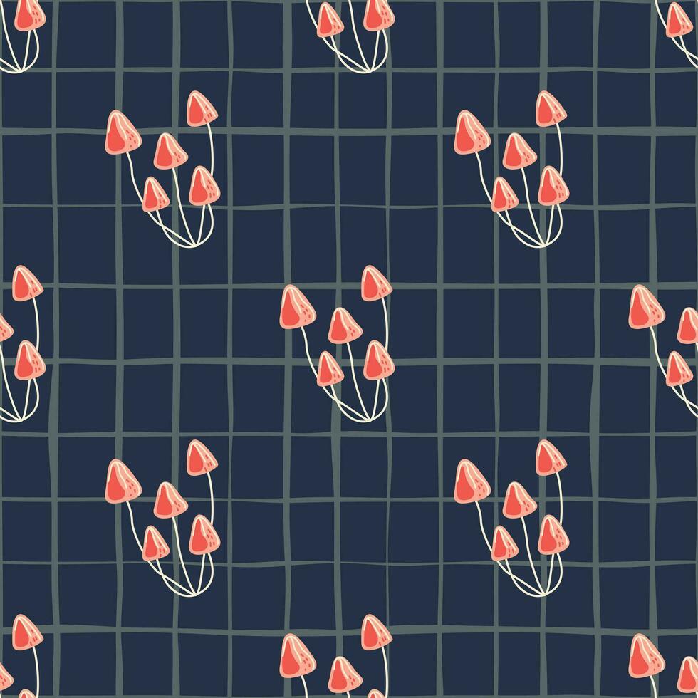 Hand drawn toadstool mushrooms seamless pattern. Magical fly agaric wallpaper. vector