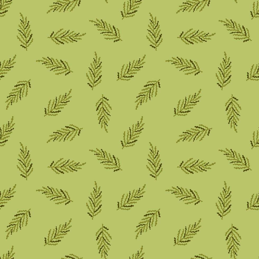 Abstract seaweed backdrop. Organic fern leaves seamless pattern. Simple style botanical background. vector