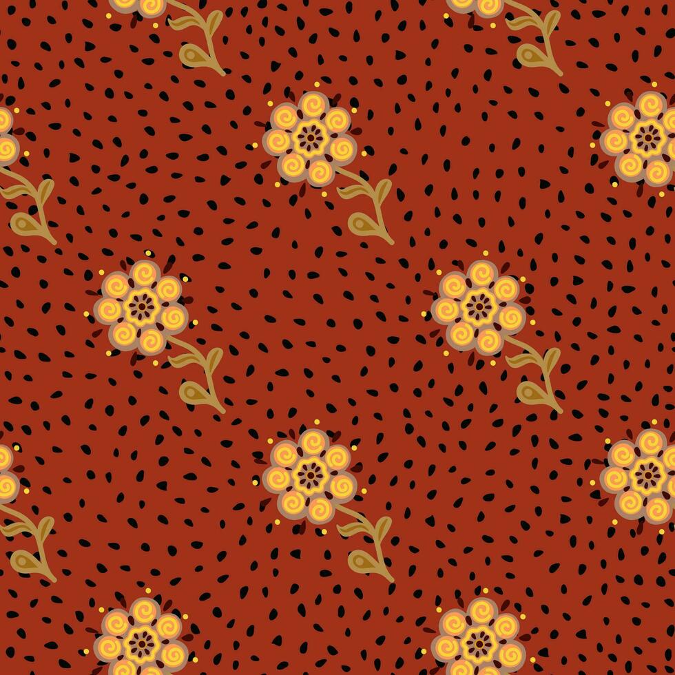 Abstract ethnic flower seamless pattern. Stylized floral botanical wallpaper. vector